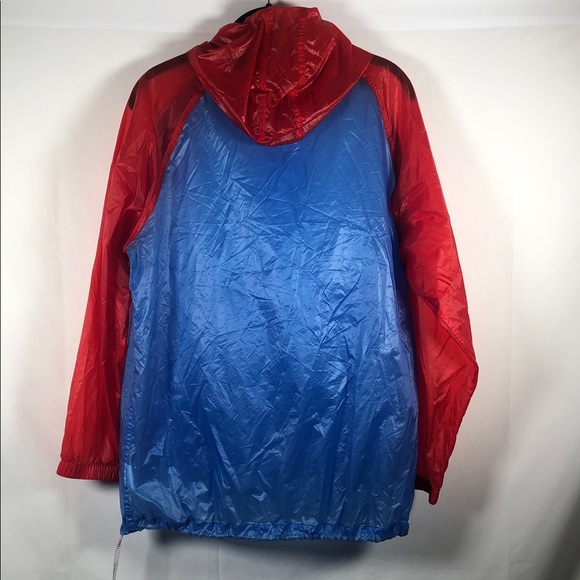 TORY BURCH Lightweight Nylon Anorak Poppy Red/Sunny Blue Medium - Picture 8 of 8